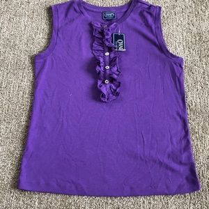 Purple Sleeveless Ruffled Chaps Shirt-L